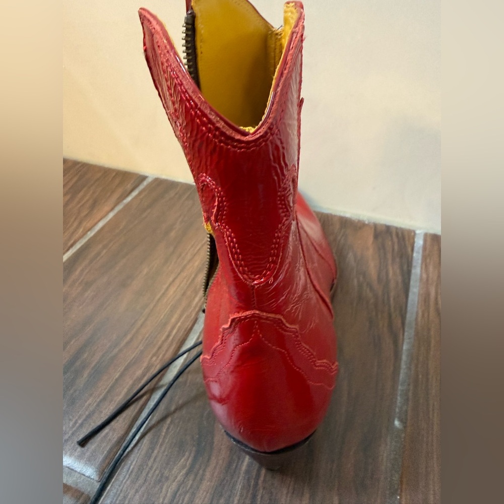 Free People New Frontier Red Leather Pointed-Toe Boots in size 10.5/41 - Picture 11 of 13